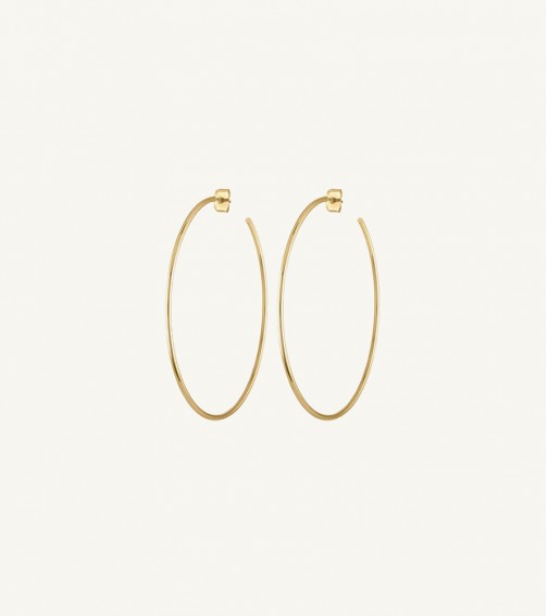 Golden Brass Long Round Earrings